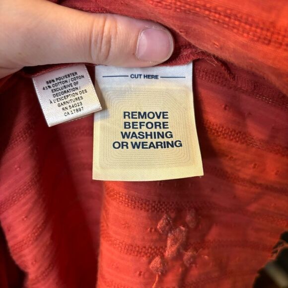 Vintage Old Navy SZ Medium Orange Bohemian Tie Top Embroidered Coquette Girly - Picture 8 of 10